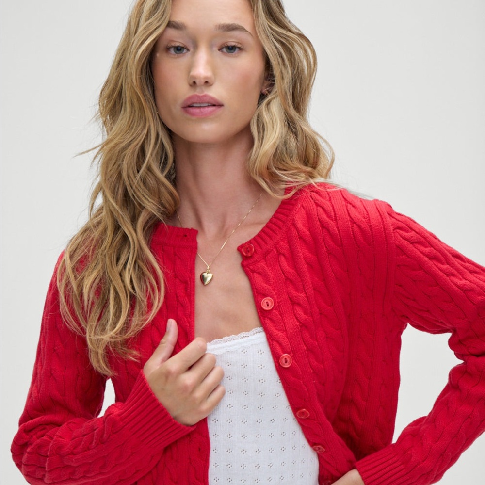 Frankies Bikinis Dudley Cable Knit Cardigan